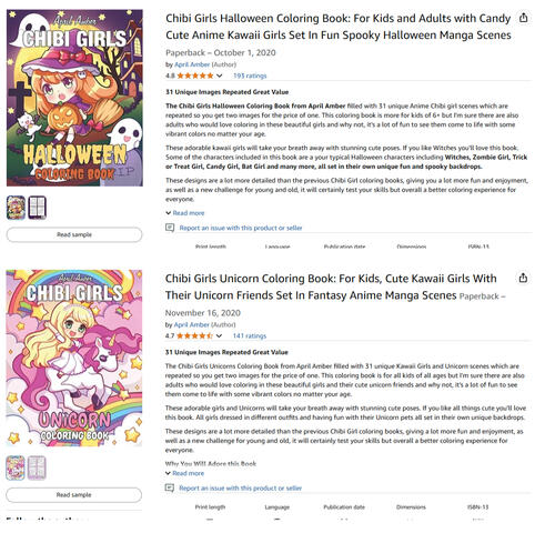 Children’s coloring book illustrations I created for commercial use, later published and sold on Amazon.