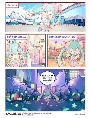 A 4-koma comic I drew to promote the Amelodious fan event.