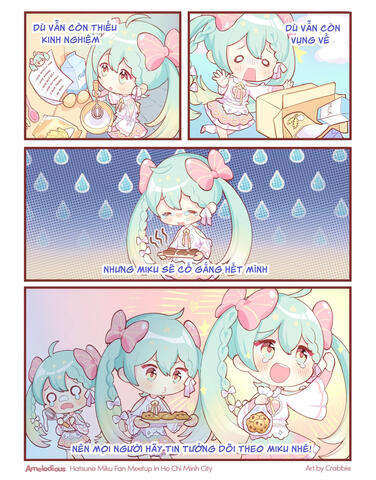 A 4-koma comic I drew to promote the Amelodious fan event.